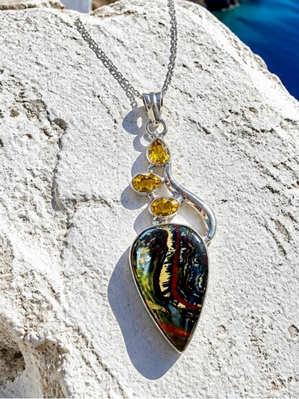 Iron Tiger Eye & Citrine Necklace
